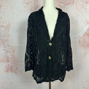 PLAZA DEL TEMPO black lace whimsigoth jacket size large dark romantic sheer top